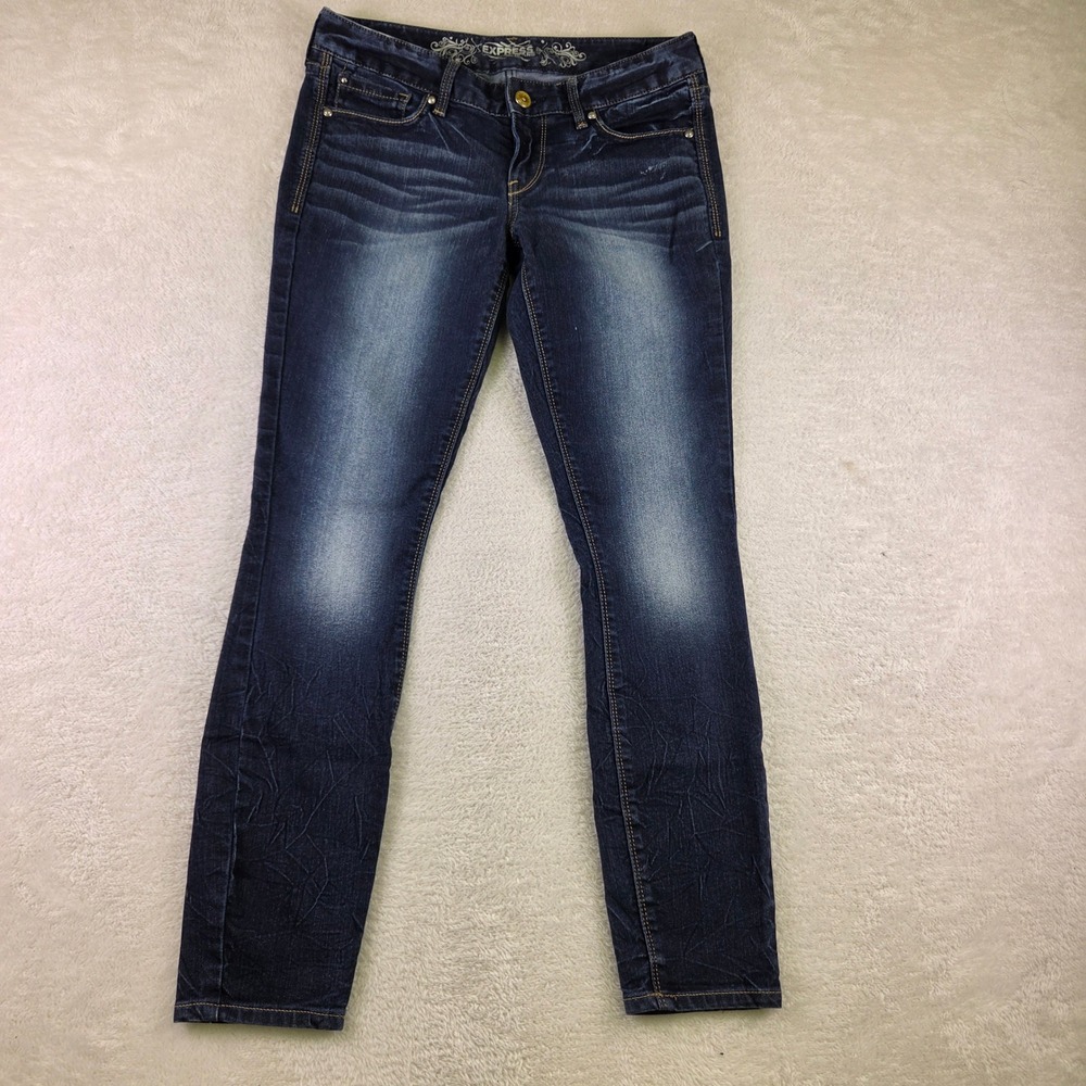 Express Jeans Stella Low Rise Legging Dark Wash Denim Size 6S 3779